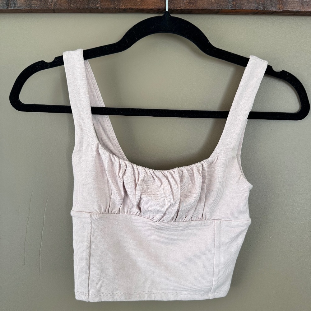 Aritzia Wilfred Free, Orbit tank, XXS, 2XS, cropped length, pale pink/camille
